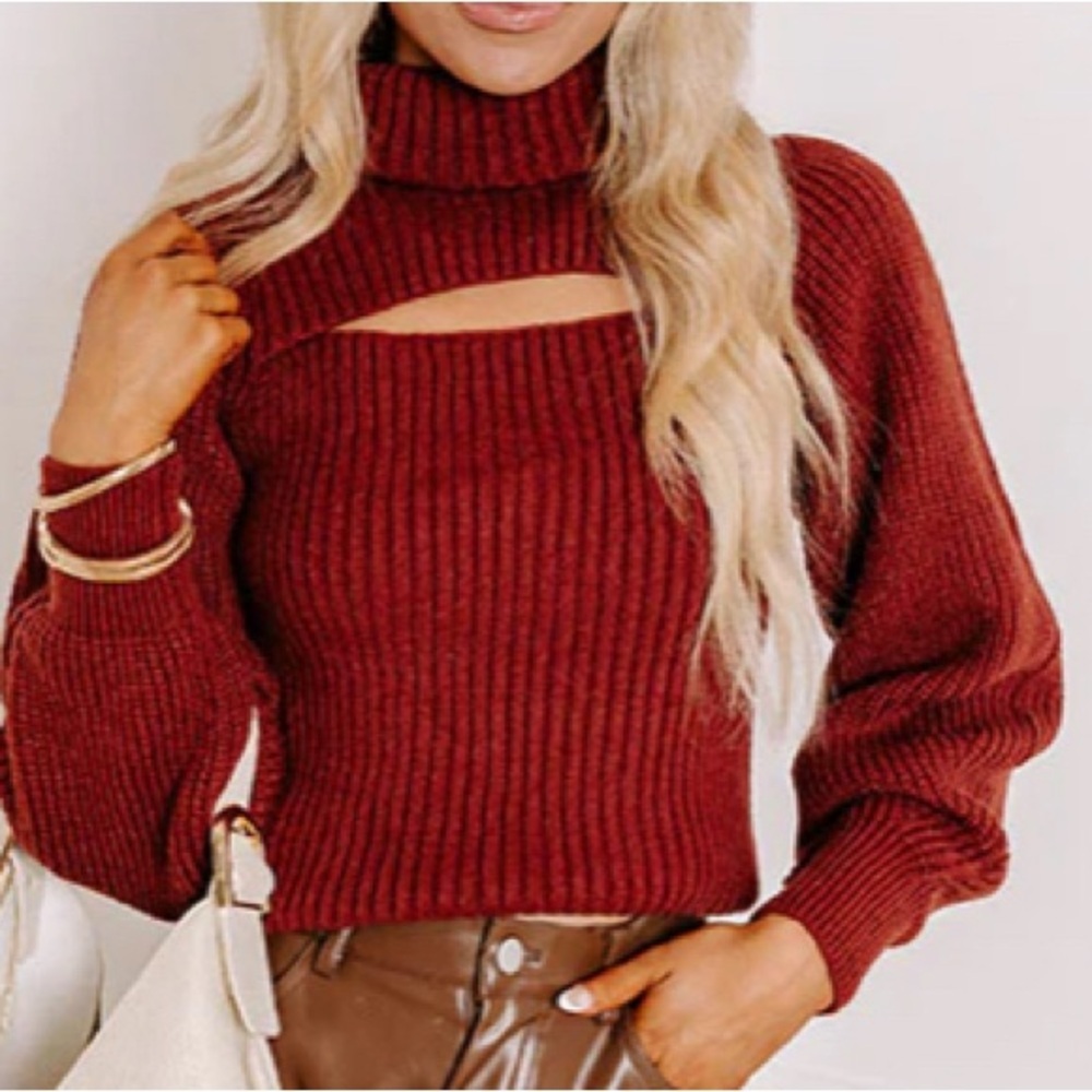 Rust Women's Cutout Sweater